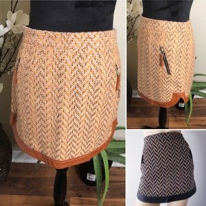 Very J Tweed Wool Faux Leather Trim Mini Skirt
